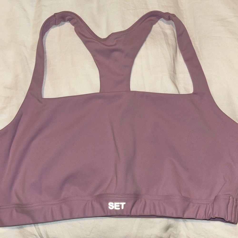 Women's SET ACTIVE long line sports bra in size L in Muave pink.
